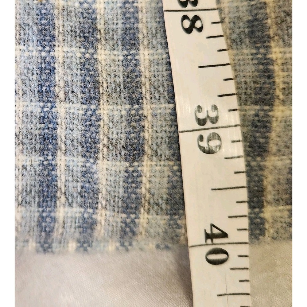 Vintage Handmade Plaid Duster Coat Blue Mid Length Pockets Soft Academia Women's - Picture 7 of 8